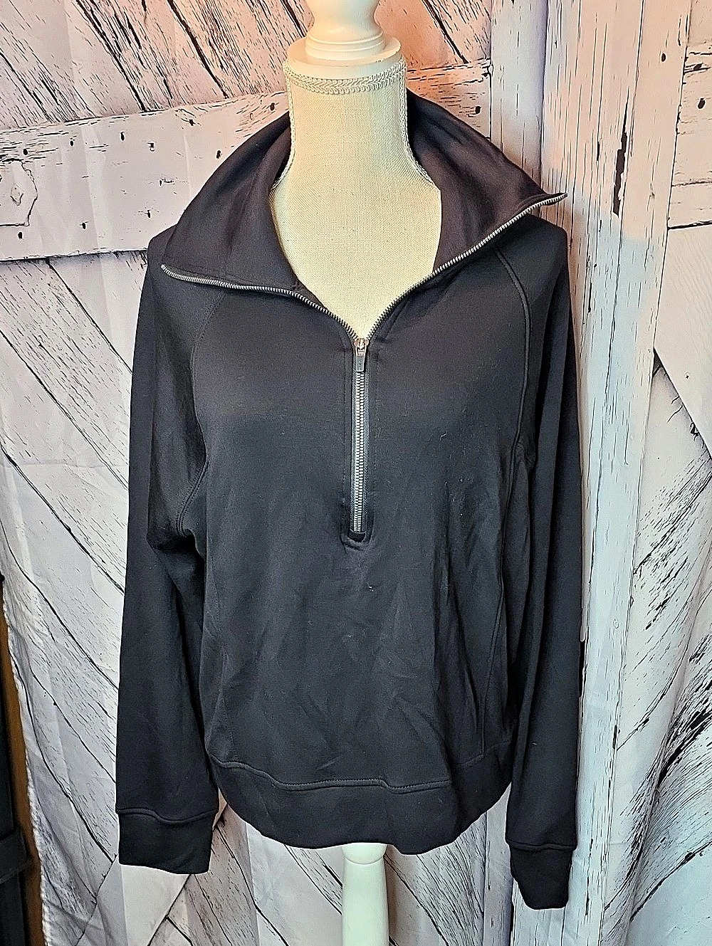 Danskin Women's Luxe Half Zip Pullover Black Quarter-Zip Pullover XL Like New